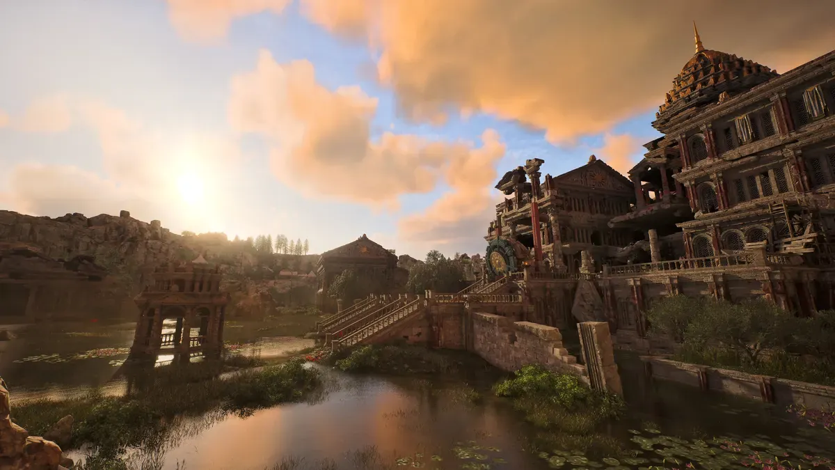 ArcheAge Chronicles Diamond Shores coastal sunset view with harbor